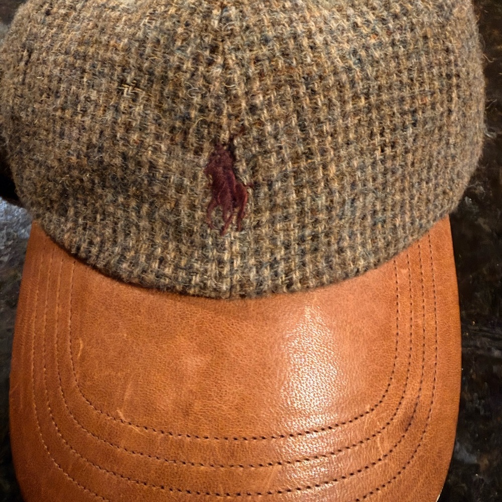 Ralph Lauren hard to find vintage Tweed and Brown Leather brim Cap - Picture 2 of 4